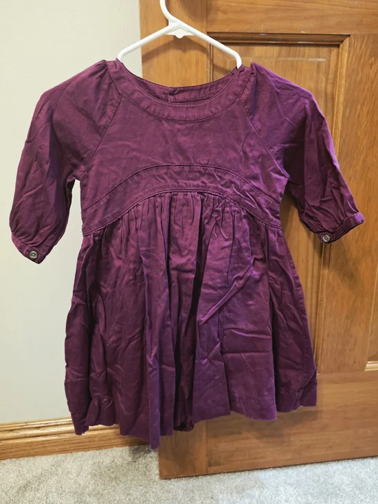 Tea Collection Girls Plum Cotton Gathered Dress