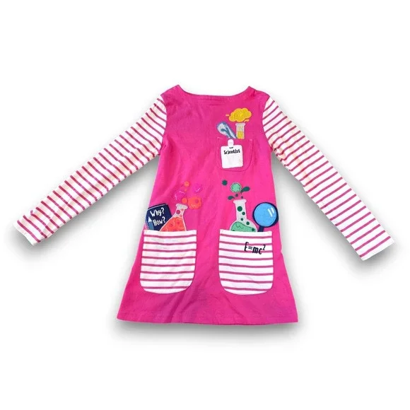 Mini Boden Science Scientist Back to School Appliqué Jersey Dress Girls 9-10