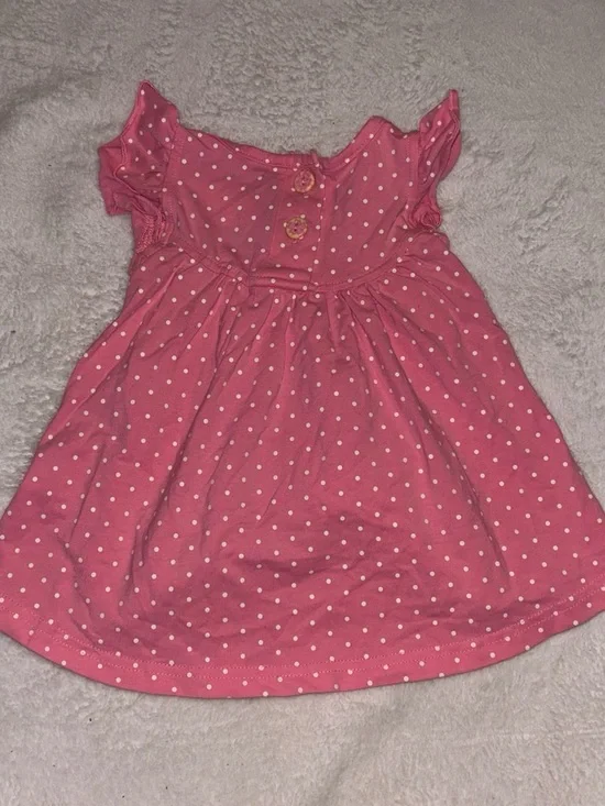 Girls Pink Polka Dot Short Sleeve Dress - Casual Everyday