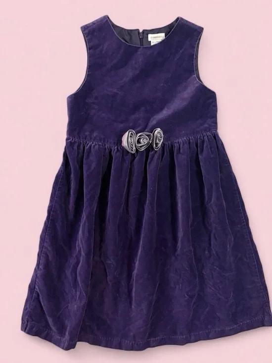 Vintage 1999 Gymboree Girls Purple Velvet Dress Size 6/7 Holiday 90s