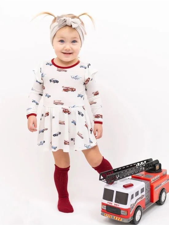 🚓🚒 Kyte Baby First Responder Twirl Bodysuit Dress – Size 0/3 Months | EC 🚒🚑