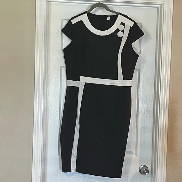 Black Maxi Dress with White Contrast Trim