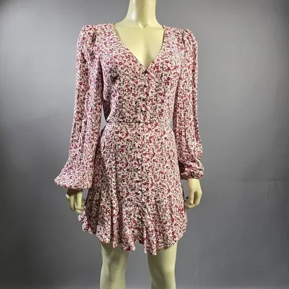 AFRM Pink Floral Long Sleeve Dress R7