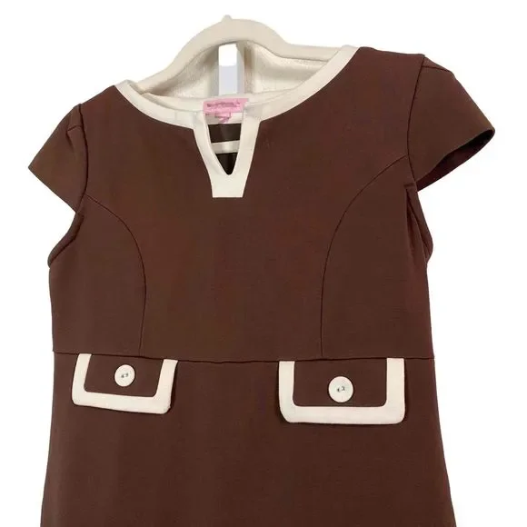 Lilly‎ Pulitzer Womens Brown Cleary V-neck cap sleeve Fit & Flare Dress Sz SP