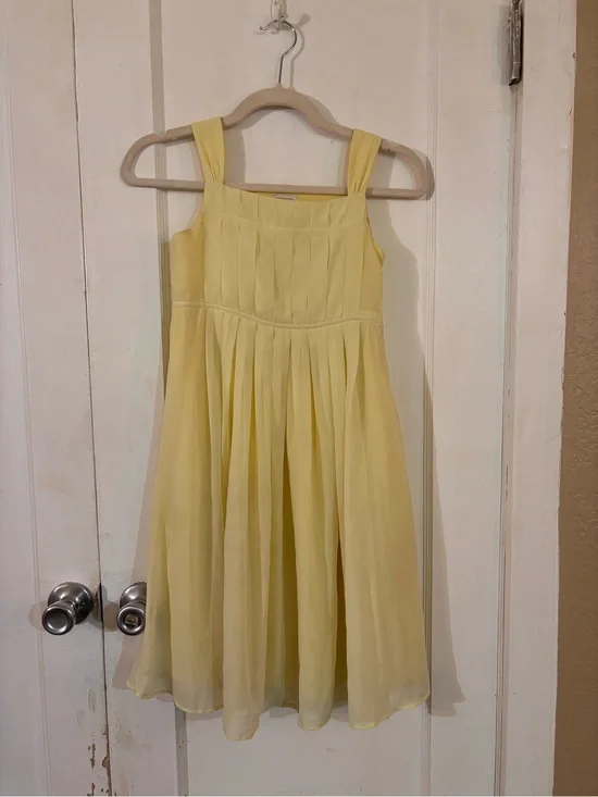 Monsoon Light Yellow Pleated Party Dress for Girls