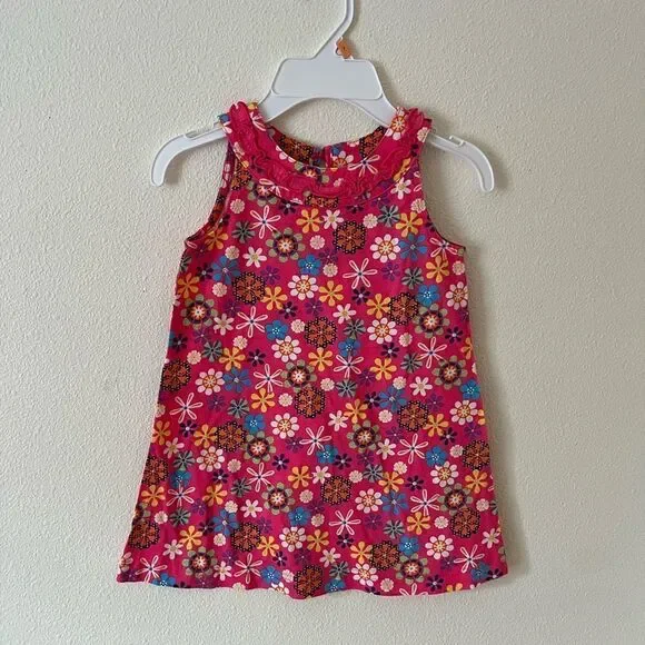 Hanna Andersson Flower Toddler Girl Power Dress sz 3t
