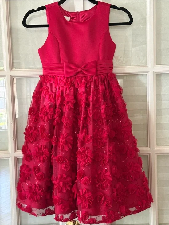 ❌S O L D❌American Princess Hot Pink Floral Bow Party Dress