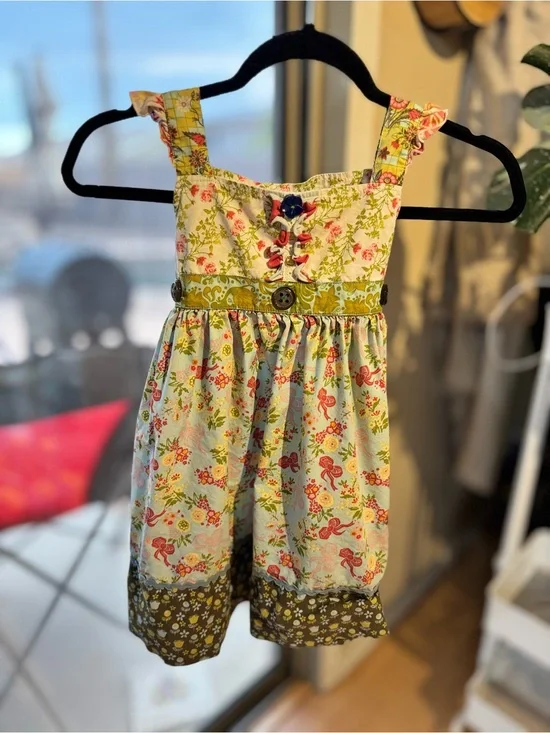 Matilda Jane lucky stars serendipity floral apron dress (size 6 years)