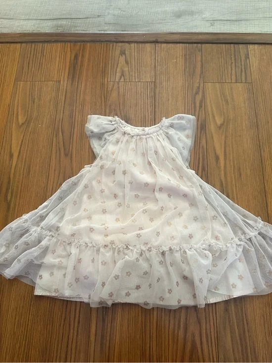 Cat & Jack White Floral Sheer Ruffle Dress