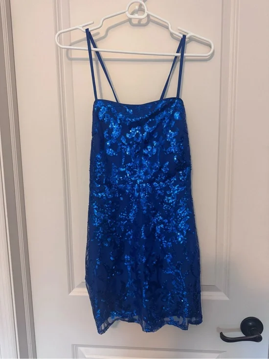 Lulu's Electric Blue Sequin Mini Dress