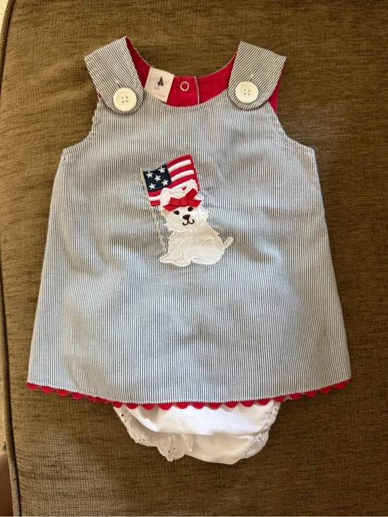 Girls 12 Month Patriotic Dress Diaper Cover