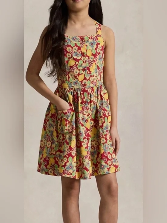 Polo Ralph Lauren Y2K Floral Lemon Print Dress Girls Size 4 NWT