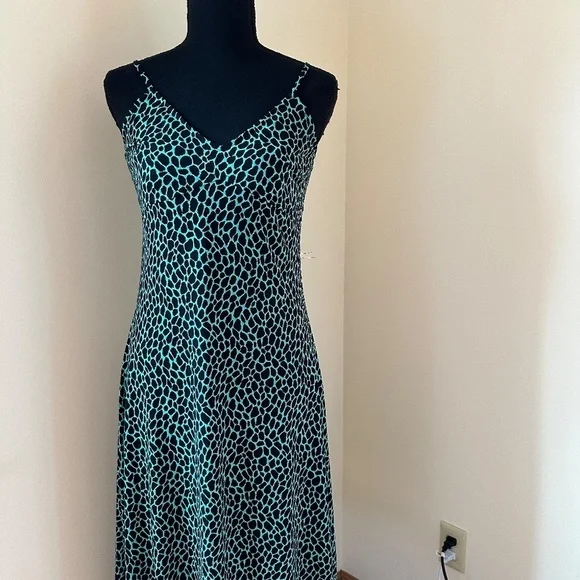 *MICHAEL KORS* Blue x Black Cheetah Print Strap V-Neck Dress Size Small