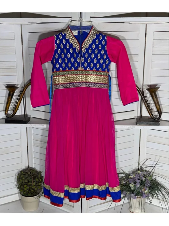 Vintage Ararkali Dress blue and magenta child's costume Disney princess Jasmin M