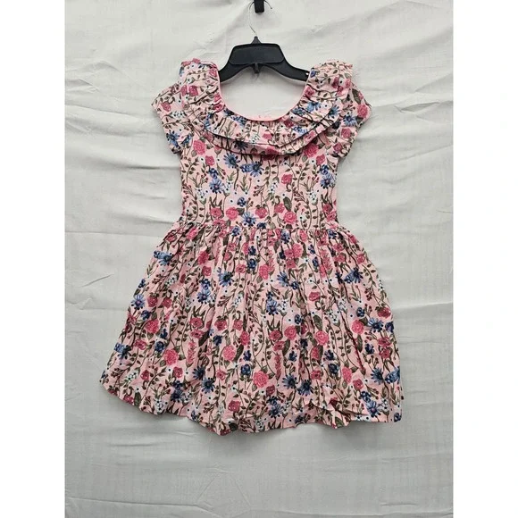 Scotch & Soda Girls Ruffle Collar Dress Pink Cotton‎ Rayon Casual Size 7/8
