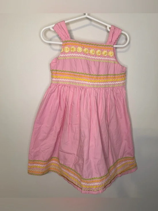 Gymboree Girls Vintage 2007 Pink Ric Rac Floral Sundress Size 4