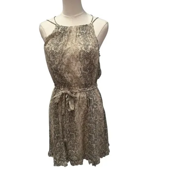 New Abercrombie & Fitch Snakeskin Halter Mini Dress Small Tie‎ Belt Flowy