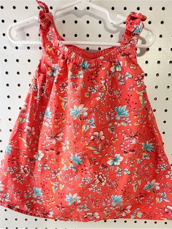 Baby Gap Toddler Girls Floral Sleeveless Dress 18–24 Months Coral