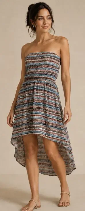 Bershka “With Love” Boho-inspired strapless high-low dress - Size M