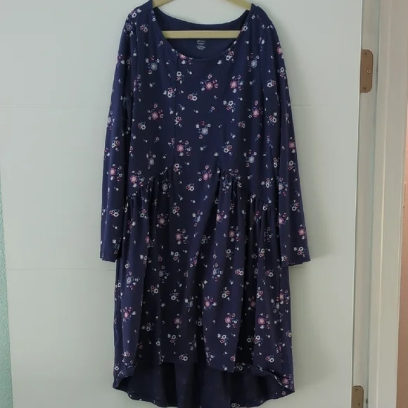 Tea collection Floral Long Sleeve High Low Cotton Dress Easter Girls 12