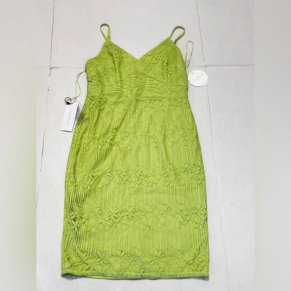 Little Mistress Paper Dolls lace dress with frill detail in lime Sz 10 NWT!