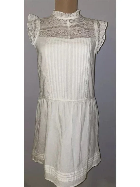 Alter’d State sz S off white sleeveless shift dress lace high neckline