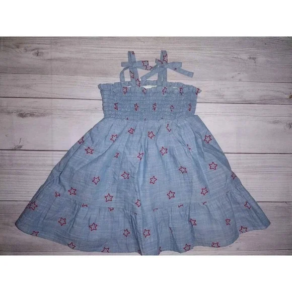 Cat Jack Baby Girls Light Blue Red Star Smocked Sundress‎ 18M