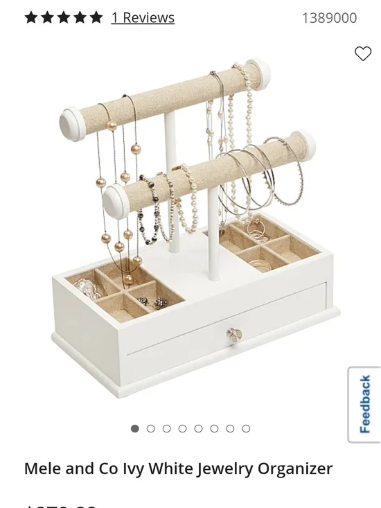Mele & Co Ivy White Jewelry Organizer - Two-Tier Necklace & Bracelet Stand
