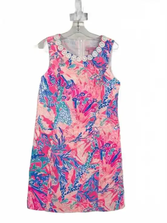 Lily Pulitzer Kids A-Line Knee Dress | Floral Pink/Blue Size 14