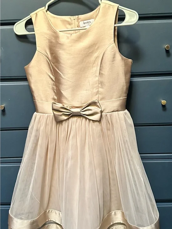 Speechless Champagne Bow Waist Tulle Party Dress