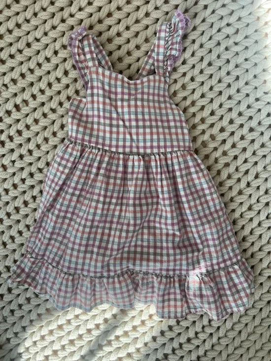 Cat & Jack 5t Girls Pink Plaid Ruffle Strap Dress
