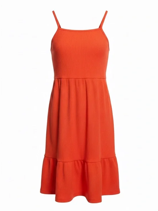 Old Navy‎ Orange Ribbed Tank Dress Ruffle Hem Girls large sundress