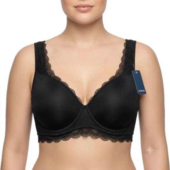Leonisa Black Underwire Triangular Soft Lift Contour Bra Tag Size 40B