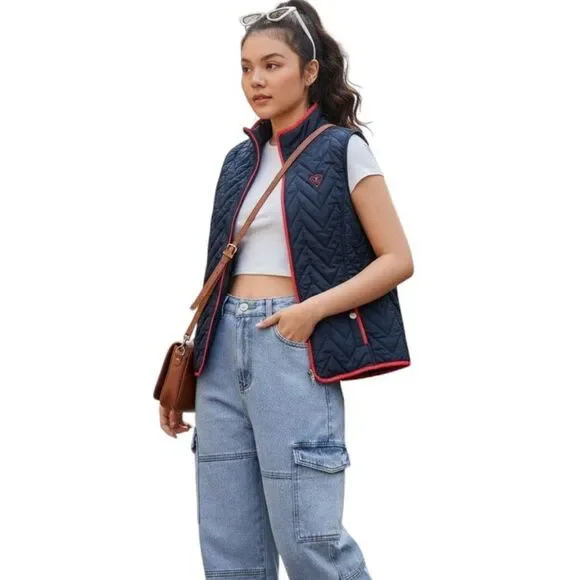 Ariat Girls 8 Navy Quilted Insulated Vest Western Equestrian Ranch Outdoor
