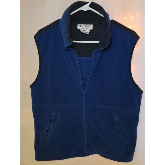Columbia Vest Youth XL 18-20‎ Blue Fleece Jacket Full Zip Mock Polyester Boy Kid
