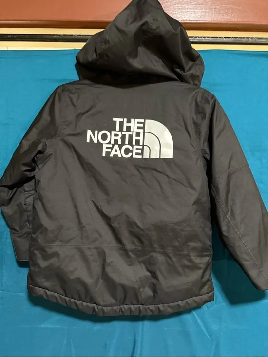 The North Face Kids Black Hooded Shell Jacket with White Logo