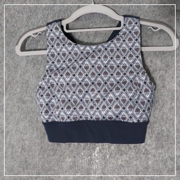Athleta‎ Sports Bra Women XS Blue High Neck Criss Cross Yoga Training Activewear