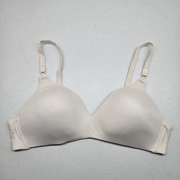 Warner's Women Bra 34B Beige T Shirt Wireless‎ Strap Adjustable