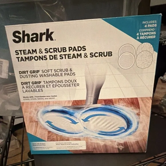 Shark‎ Steam & Scrub Pads Dirt Grip Soft Scrub Dusting 4 Pack S7000 S7200