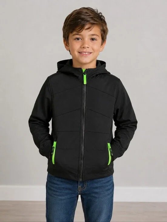 CHAMPION Boys Small 6/7 Black Hooded Zip Up Jacket