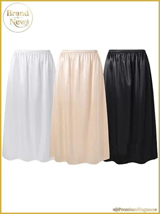 Women's Half Slip 3-Pack Silky A-Line Under Dress Skirt Extender