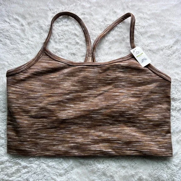 OFFLINE by Aerie The Hugger Space Dye Sports Bra Top Brown Large NWT 1078-216