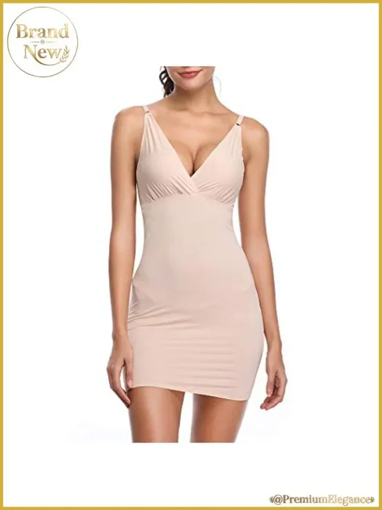 Full Slip for Under Dresses, Women's Body Shaping Control Slip V Neck