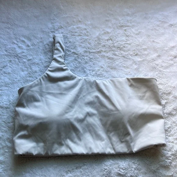 OFFLINE by Aerie Goals Recharge One Shoulder Sports Bra Cream Beige XL NWOT