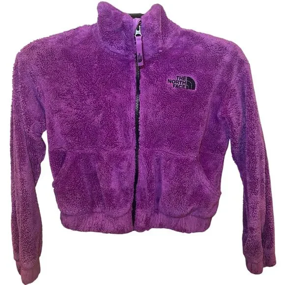 The North Face Purple Cropped Full Zip Fleece Jacket Girls size 10/12