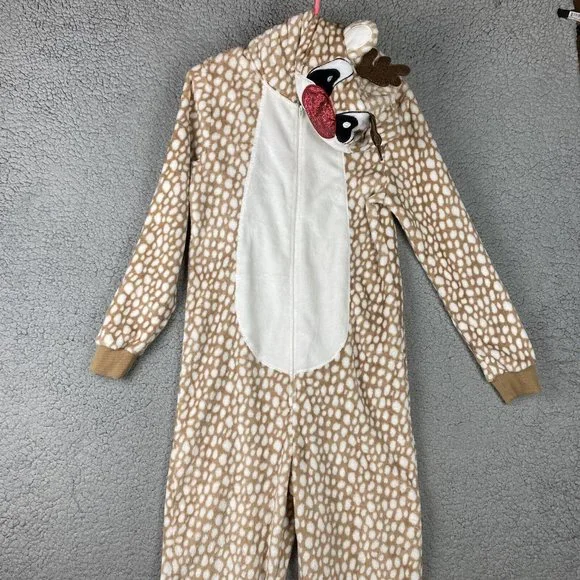 Peace Love and Dreams Reindeer Womens Medium One Piece‎ Pajama Rudolph Soft EUC