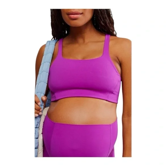 FP Movement X Hatch Squareneck Never Better Sports Bra in Berry NEW Maternity