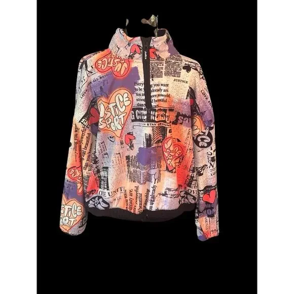 Justice Girls Quarter Zip‎ Jacket Size 16P Colorful Design