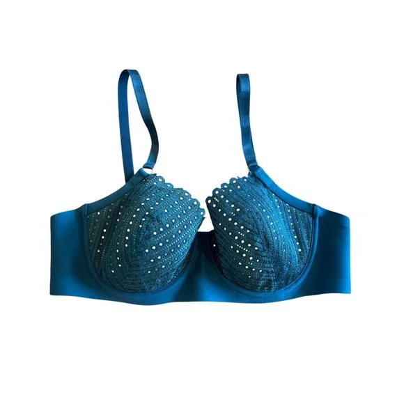 ThirdLove 24/7 Eyelet‎ Lace Balconette Bra Teal Blue Underwire 36C