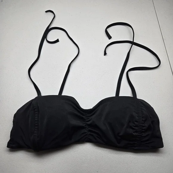 Victoria's‎ Secret Women Swimwear XL Black Bandeau Wireless Spaghetti Tie Straps